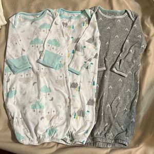 Infant gowns with built in mits for baby